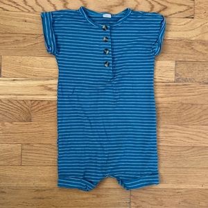 Lou Lou and Company teal striped romper